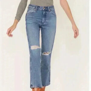 Wrangler Jeans West 603 High Rise Distressed Cropped Straight Jeans Crop 26X28
